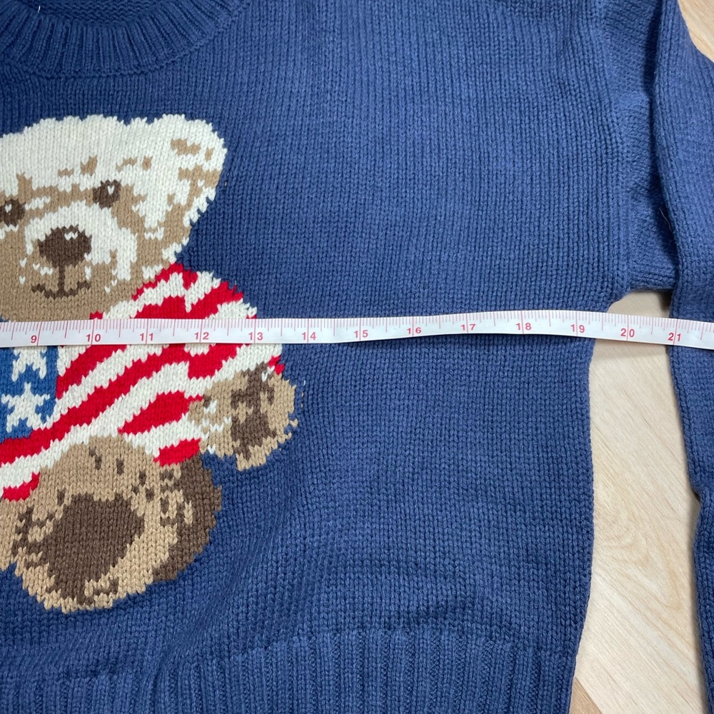 Americana Teddy Bear Sweater USA Flag Knit Patriotic 4th July S - Picture 5 of 7
